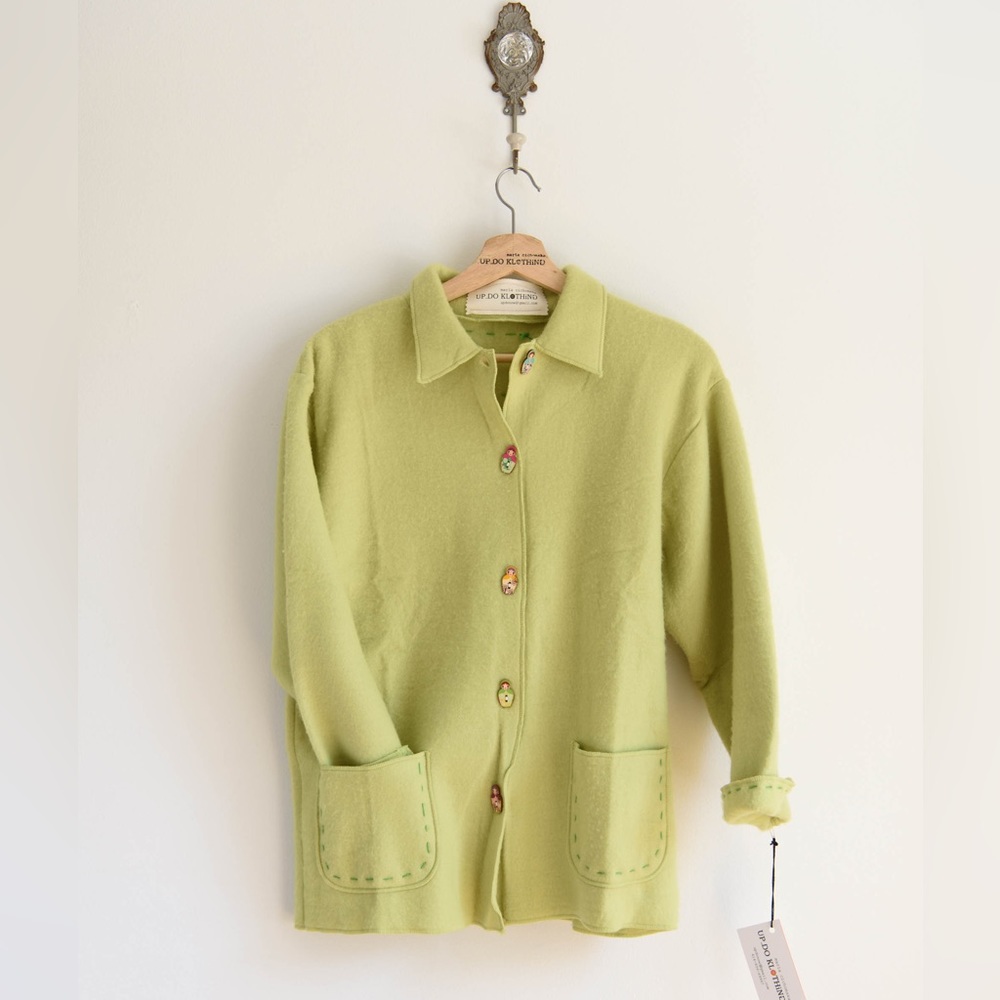 Babouska Lime Fleece Cardigan